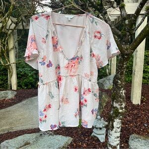Lucky Brand Baby Doll Floral Blouse Size Medium